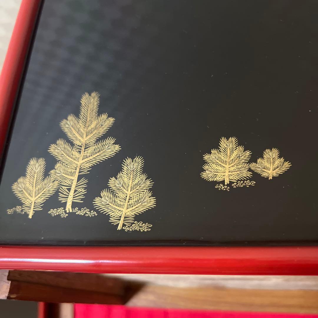 逸品！　レア！　東京美術倶楽部本郷家所蔵　蒔絵本塗お盆五客　時代保管箱