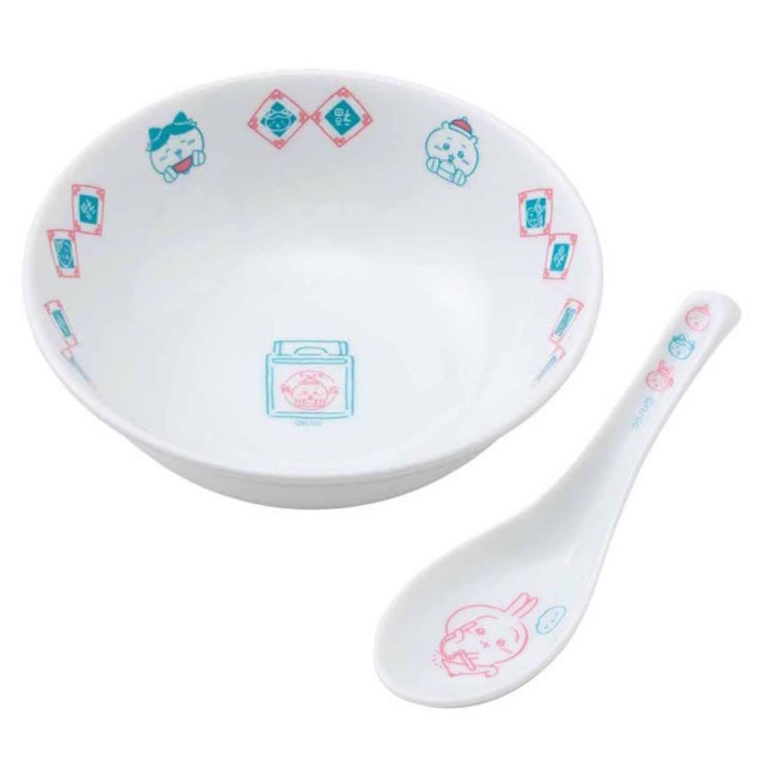 新品★ちいかわ飯店【ちいかわ＆ハチワレ＆うさぎ】ラーメンどんぶり＆レンゲセット