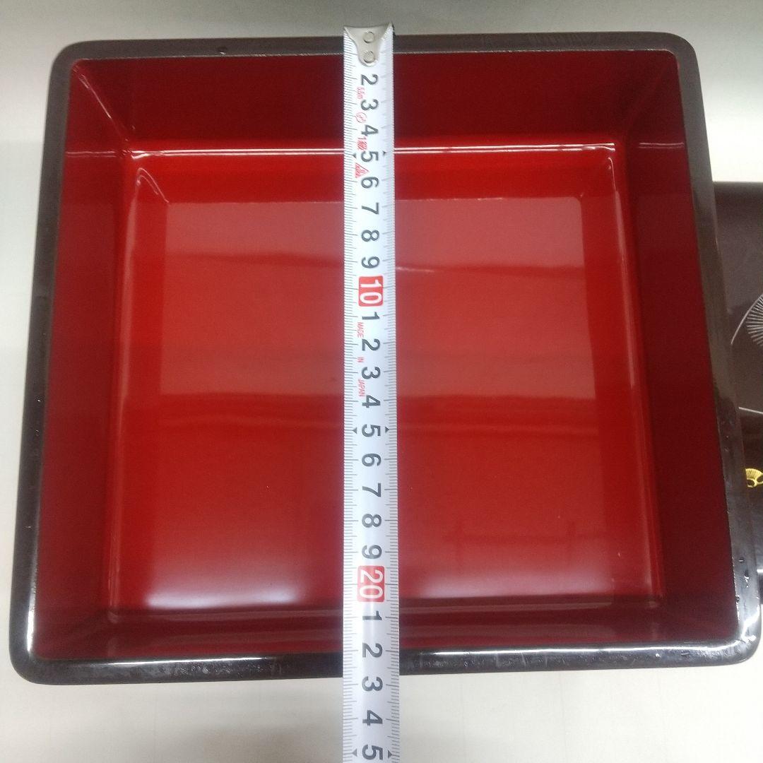 川連漆器 二段本重 八寸 沈金蒔絵 本漆 天然木 溜内古代朱