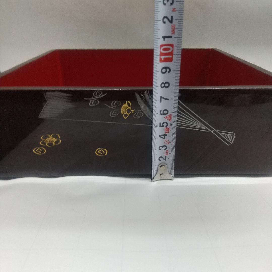 川連漆器 二段本重 八寸 沈金蒔絵 本漆 天然木 溜内古代朱