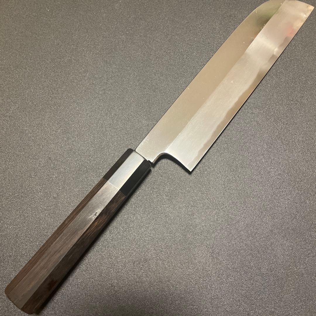 薄刃包丁 7.5寸 刃渡約226 mm 白ニ鋼　黒檀柄