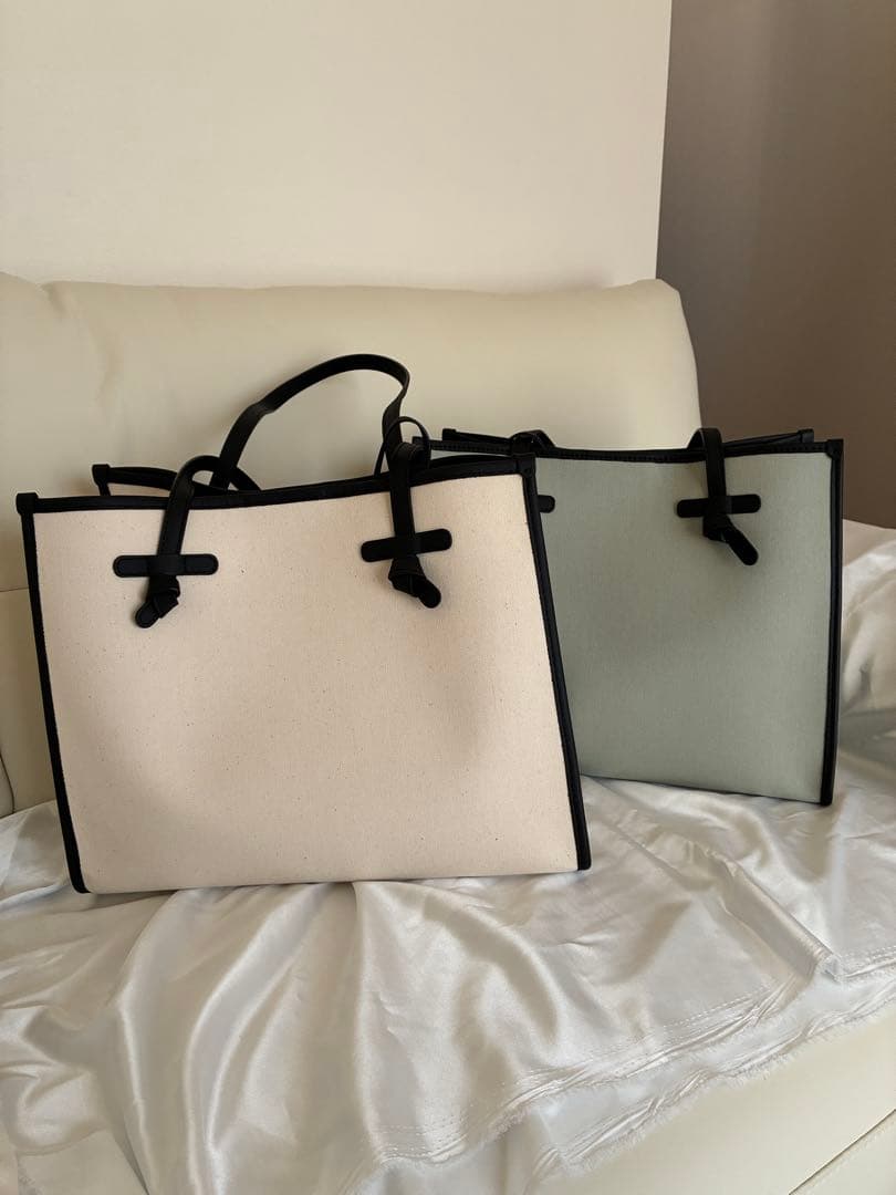 【極美品】GIANNI CHIARINI トートバッグ アイボリー ブルーグレー