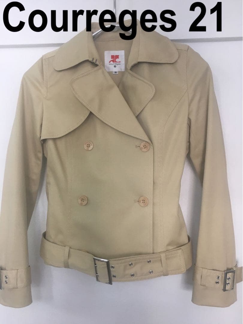 Courreges クレージュ 21 ライダース型トレンチショートコート　レア品