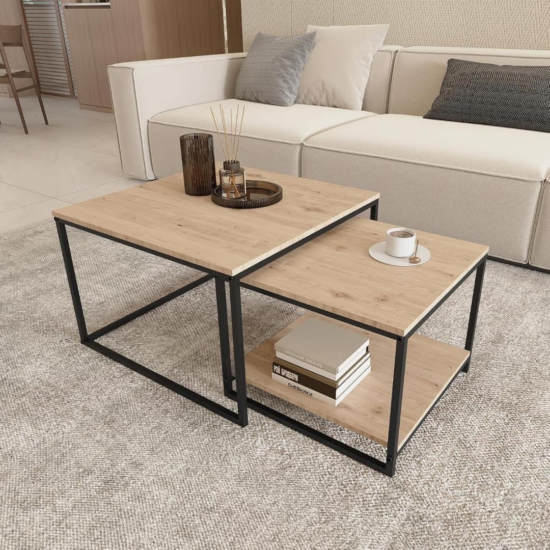 PluieSoleil ネストテーブル 2個セット（60cm ナチュラルウッド）