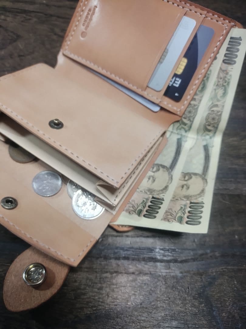 12cm LeatherChaen付■Middle Leather Wallet