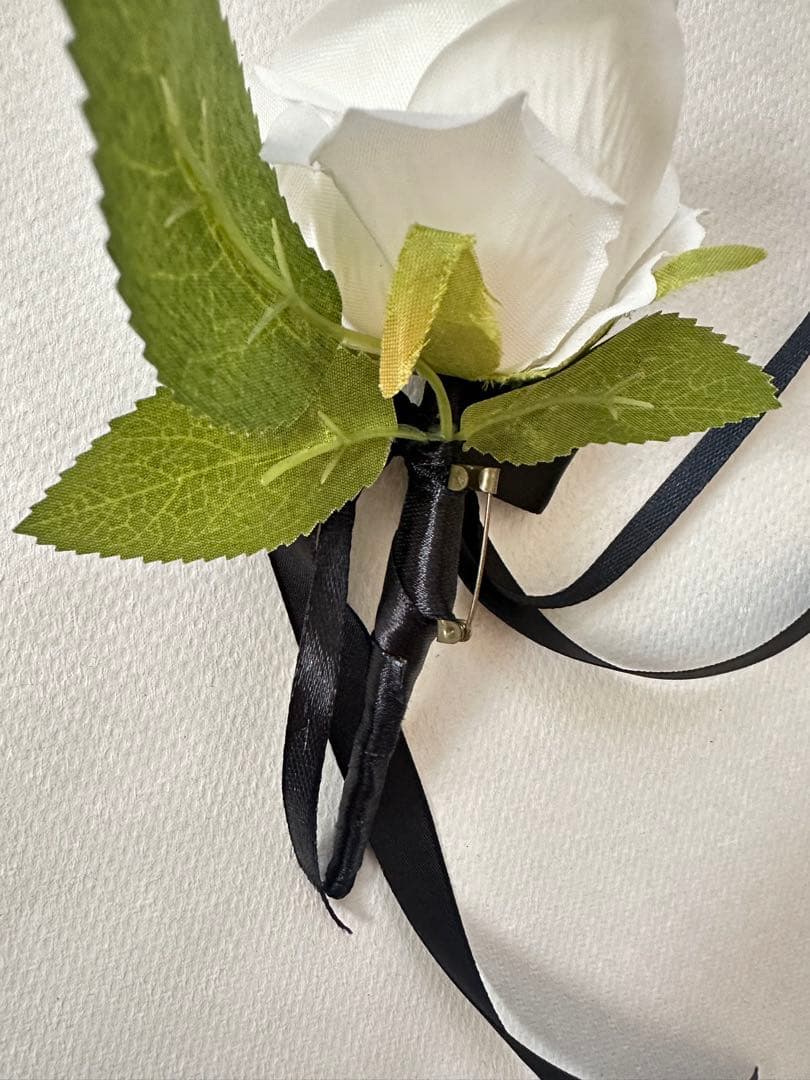 ブートニアセット☆ホワイトローズブーケ