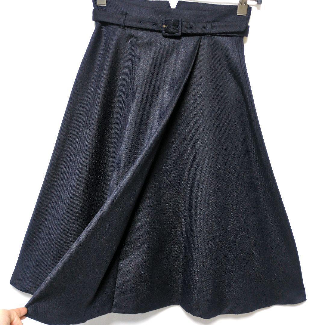 未使用品 ANAYI アナイ ベルト付きラップ風スカート フレア Aライン