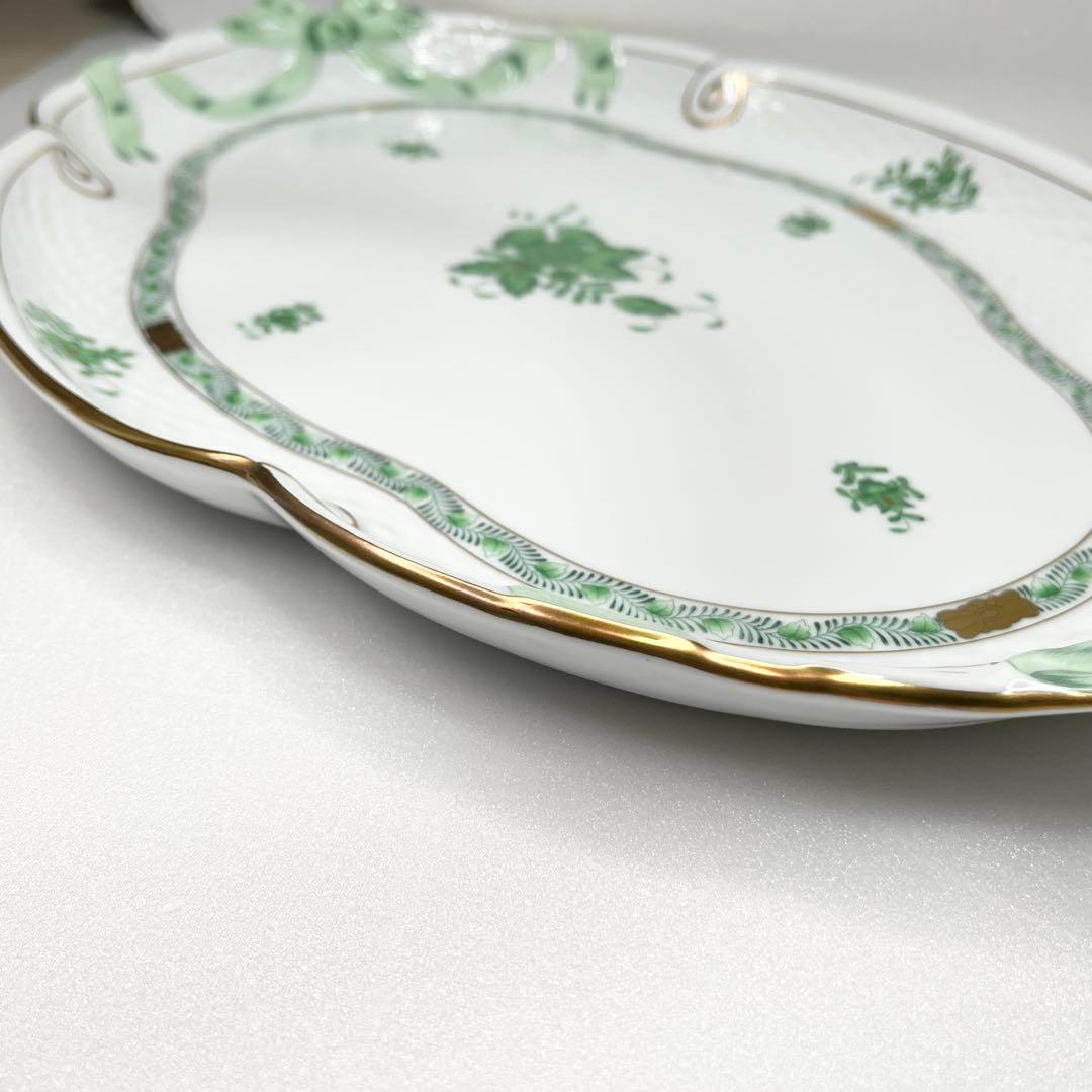 美品 ヘレンド パーティートレイ アポニーグリーン プレート