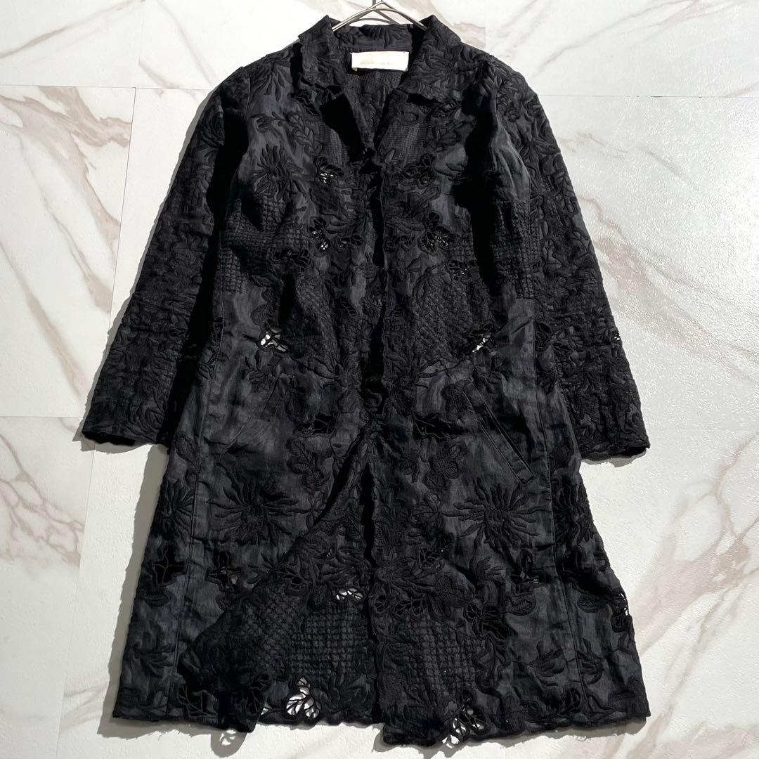 入手困難✨ エルマンノシェルビーノ レース生地 チェスターコート ネイビー