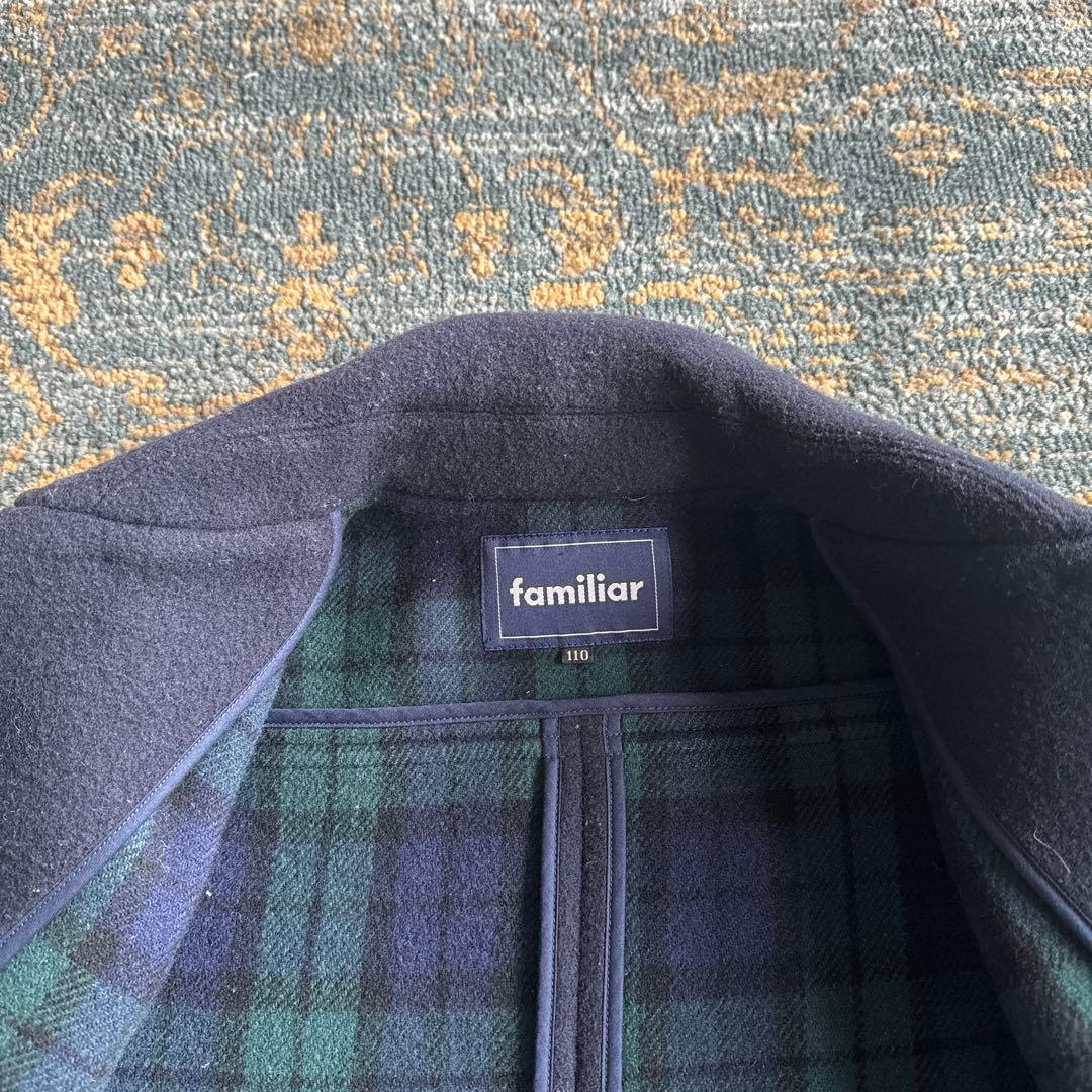 【美品、familiar 】ウールコート ネイビー110 お受験　フォーマル