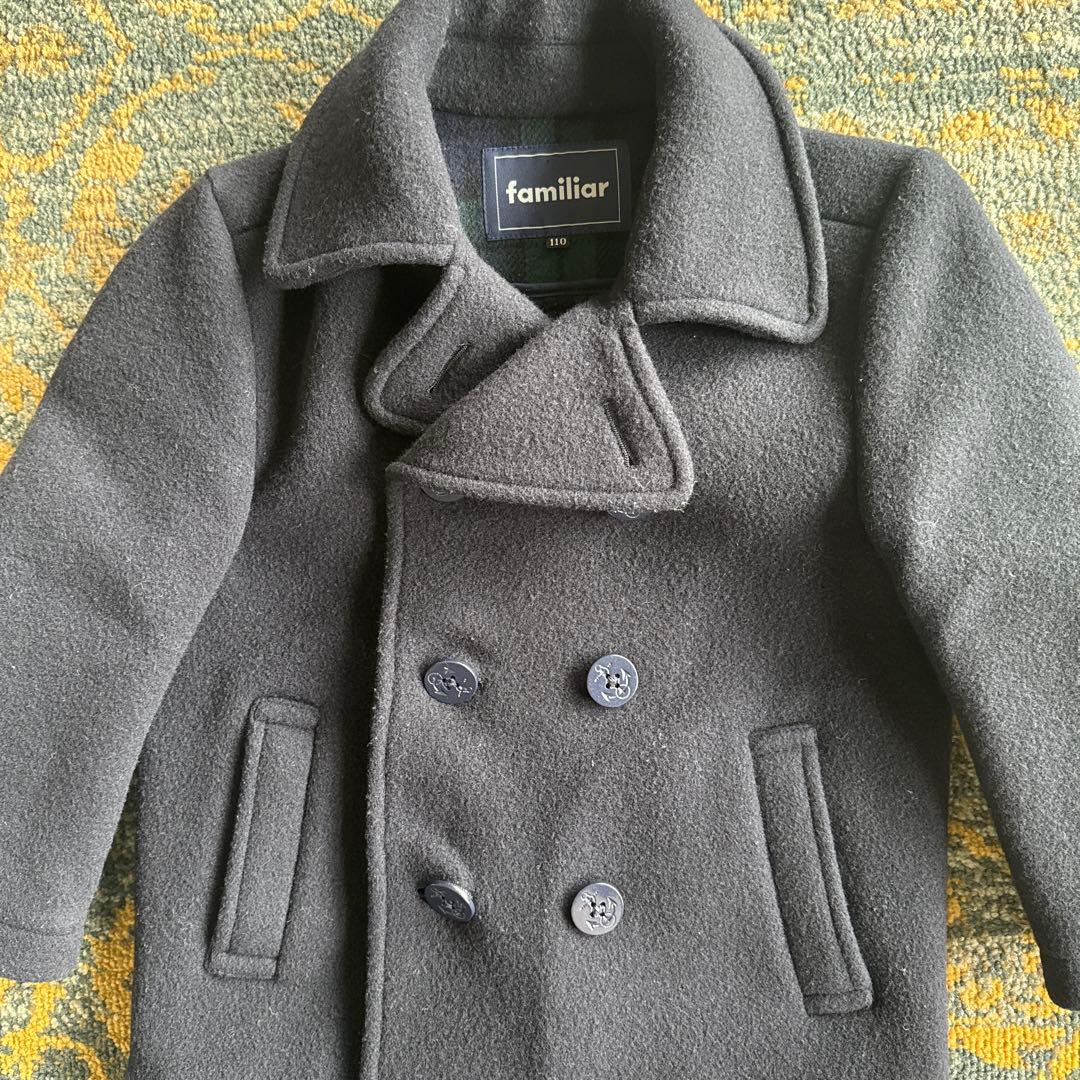 【美品、familiar 】ウールコート ネイビー110 お受験　フォーマル