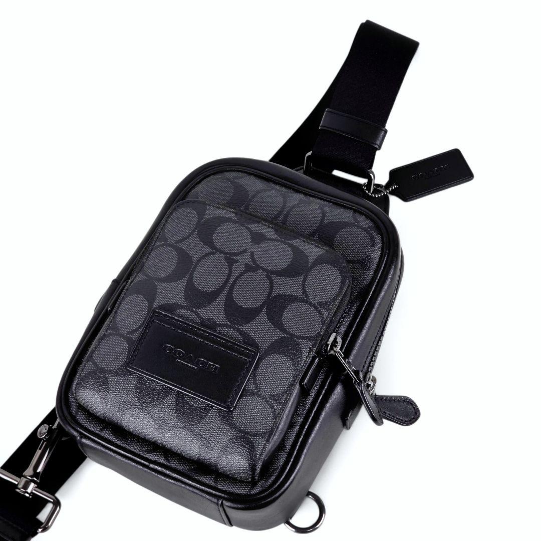 美品 コーチ COACH シグネチャー ボディバッグ トラックパック
