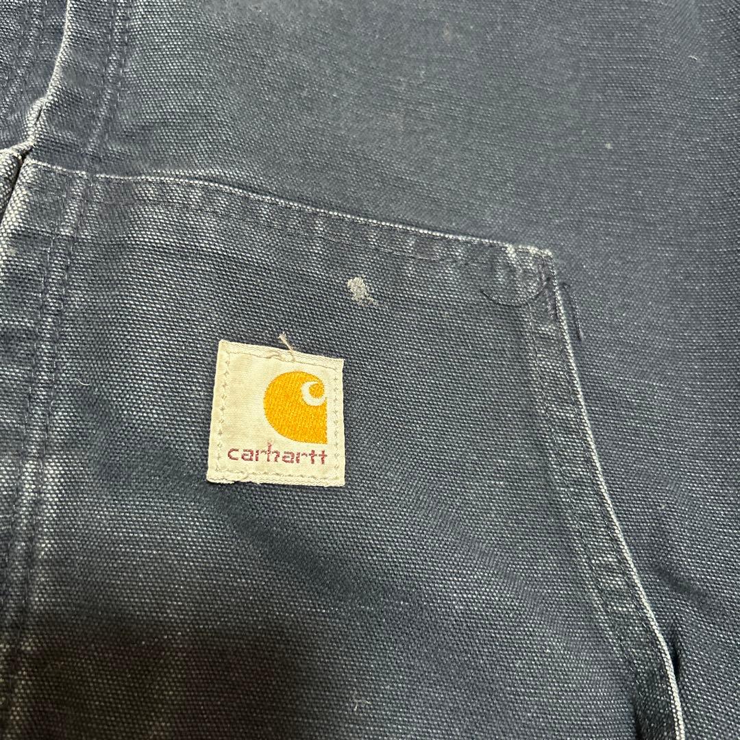 【USA製】carhartt アクティブジャケット　ネイビー　企業ロゴ