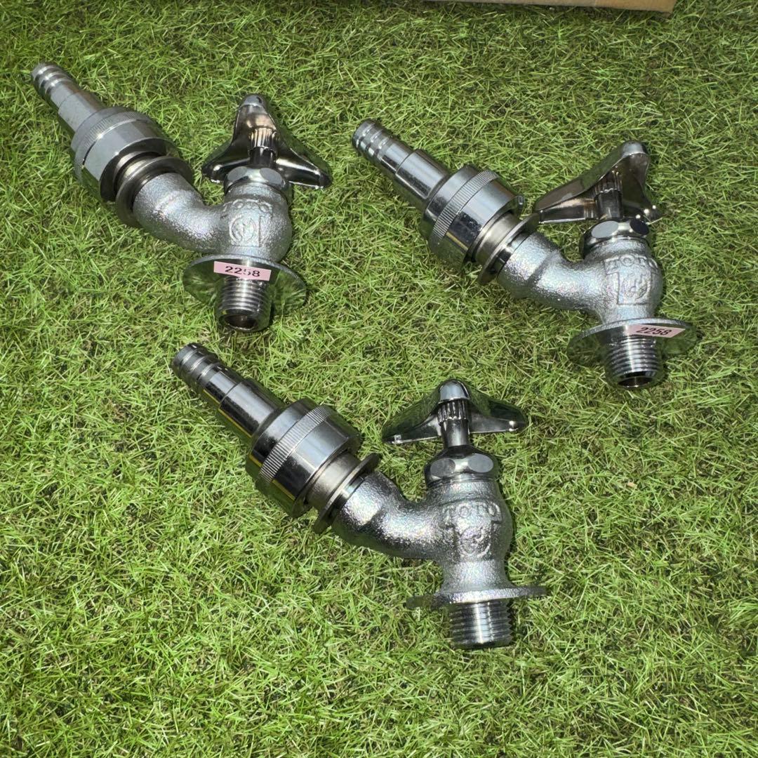 金属製シルバー蛇口 L字型散水用バルブ 3個セット［2258］