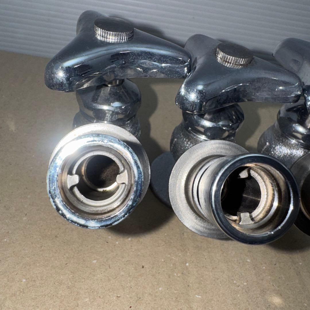金属製シルバー蛇口 L字型散水用バルブ 3個セット［2258］