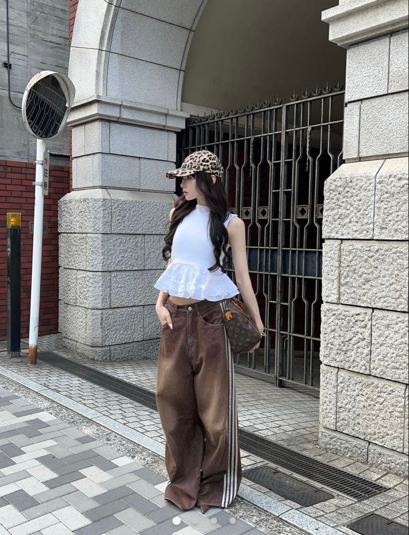 【新品未使用】THE TOE ブラウン ストライプ デニムパンツ