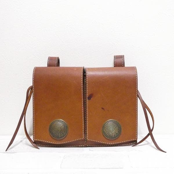 RED MOON レッドムーン 2連 メディスンバック 本革 レザー ブラウン