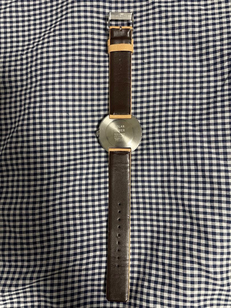 無印良品　公園の時計・大　ソーラーウォッチ　ヌメ革