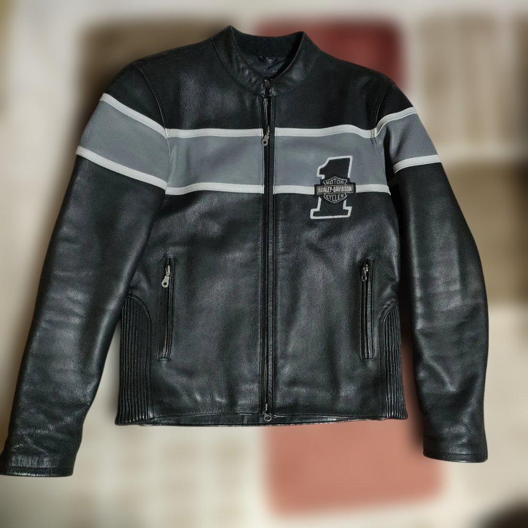 レアカラー美品　Harley-Davidson 本革レザージャケット　刺繍入