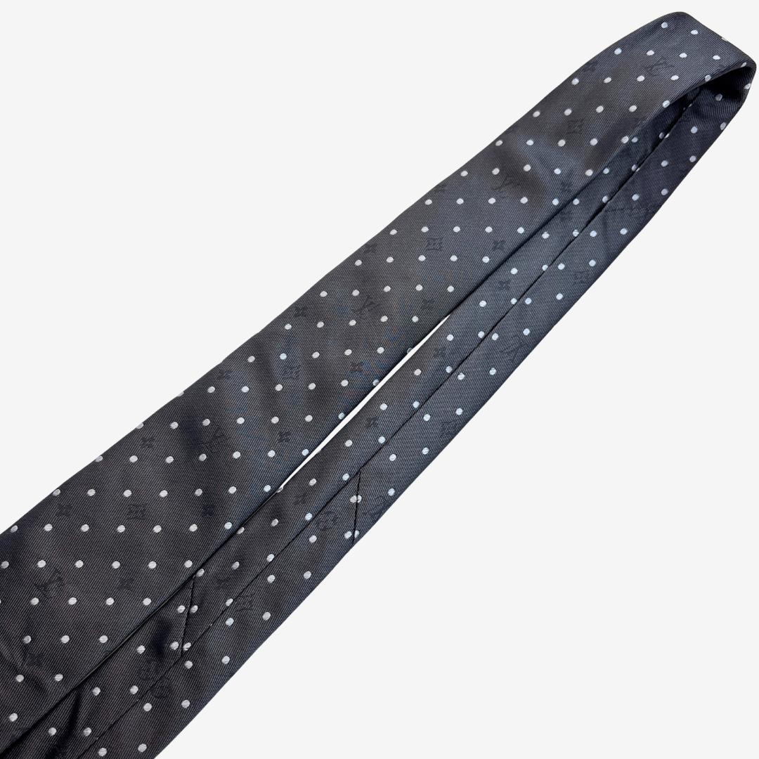 LOUIS VUITTON シルクネクタイ モノグラム ドット柄 グレー