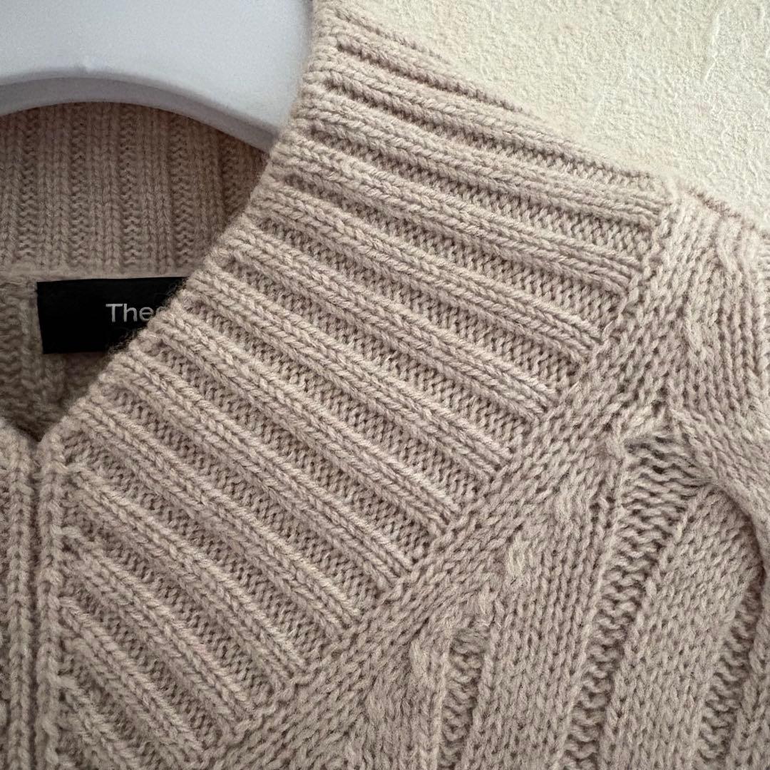 セオリー　ウール　カシミヤ　ケーブル　Vネック　ニット　セーター　レディース