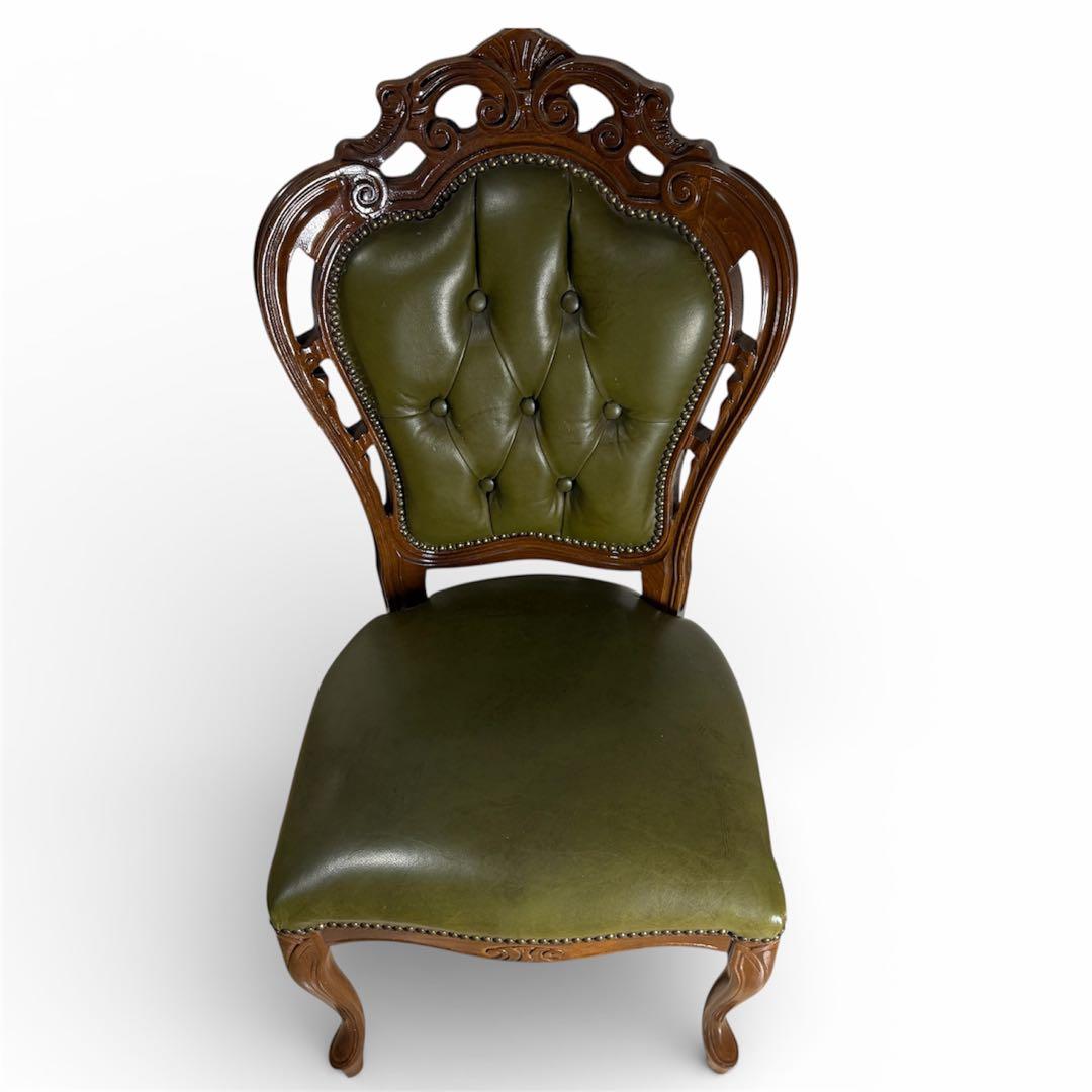 イタリアン ヴィンテージ調 ダイニングチェア レザー 猫脚