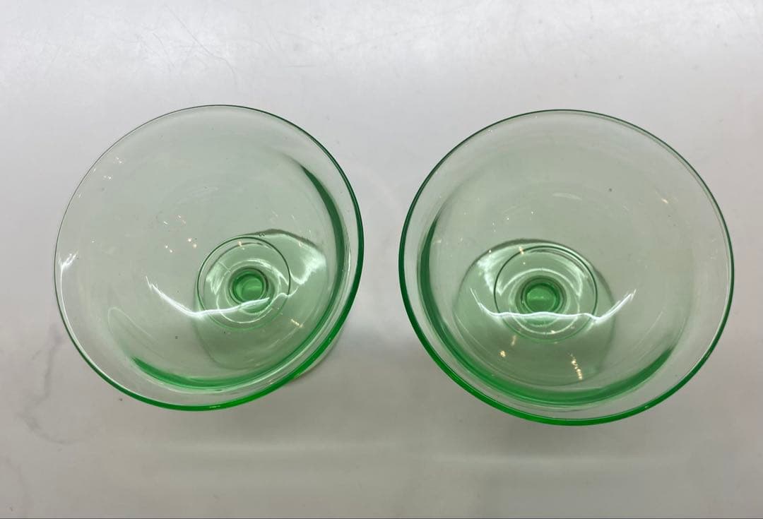 アンティーク　ウランガラス製 デザートグラス2個セット