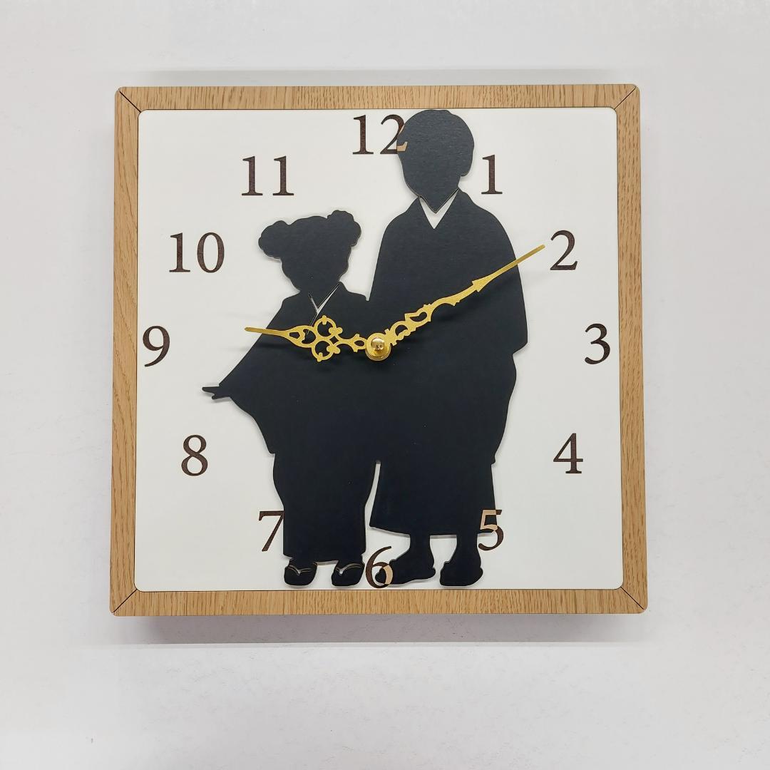 世界に一つだけの掛け時計　写真からシルエット制作　記念日・贈り物に最適
