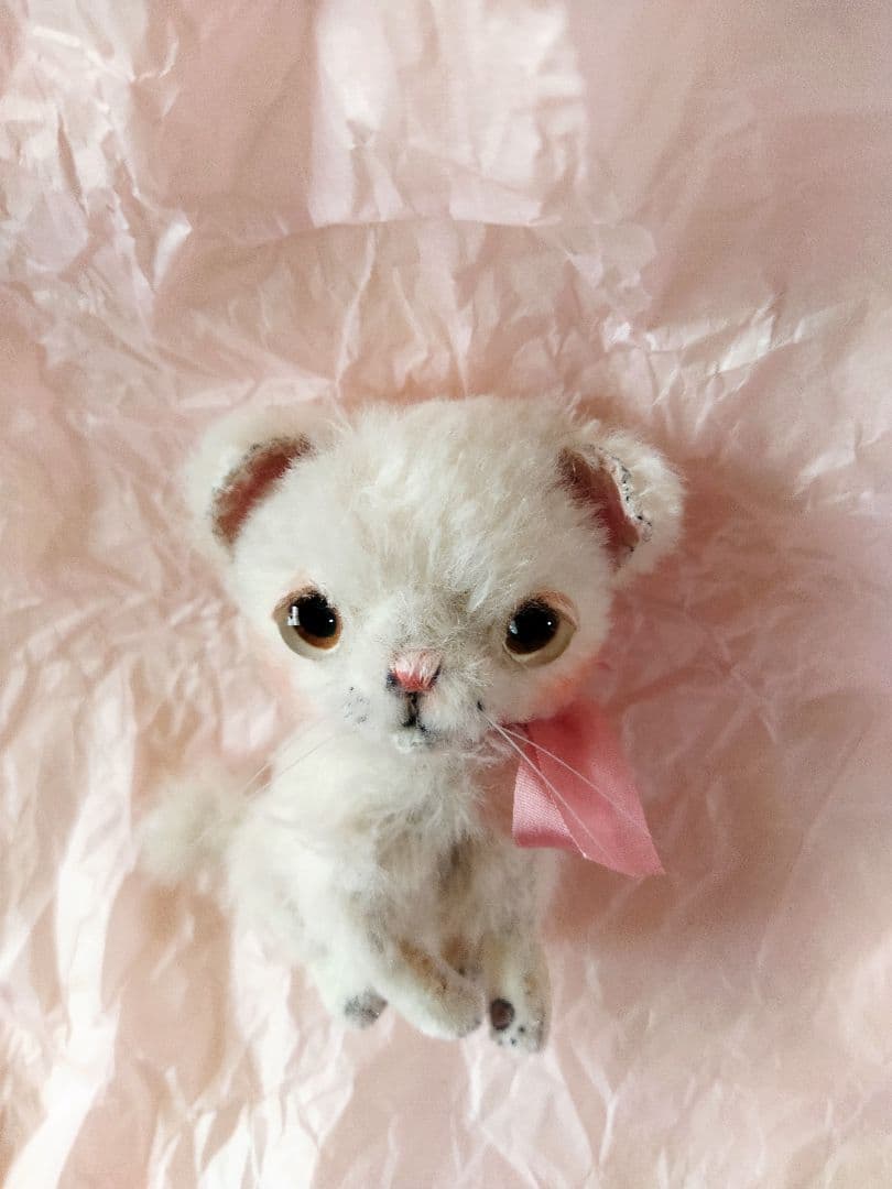 アーティストベア　白ねこちゃん　hacodeco　作家ぬいぐるみ