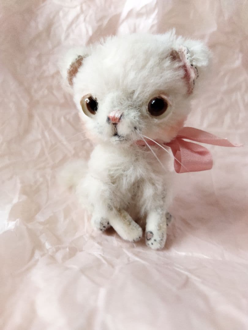 アーティストベア　白ねこちゃん　hacodeco　作家ぬいぐるみ