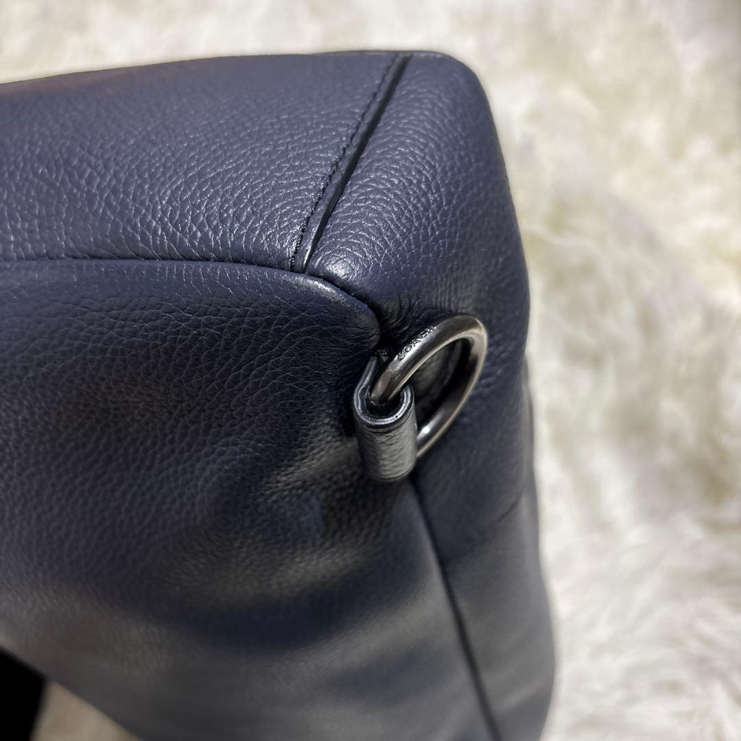 【コーチ】ボディバッグ ショルダーバッグレザー 本革 シボ革 ネイビー ブラック