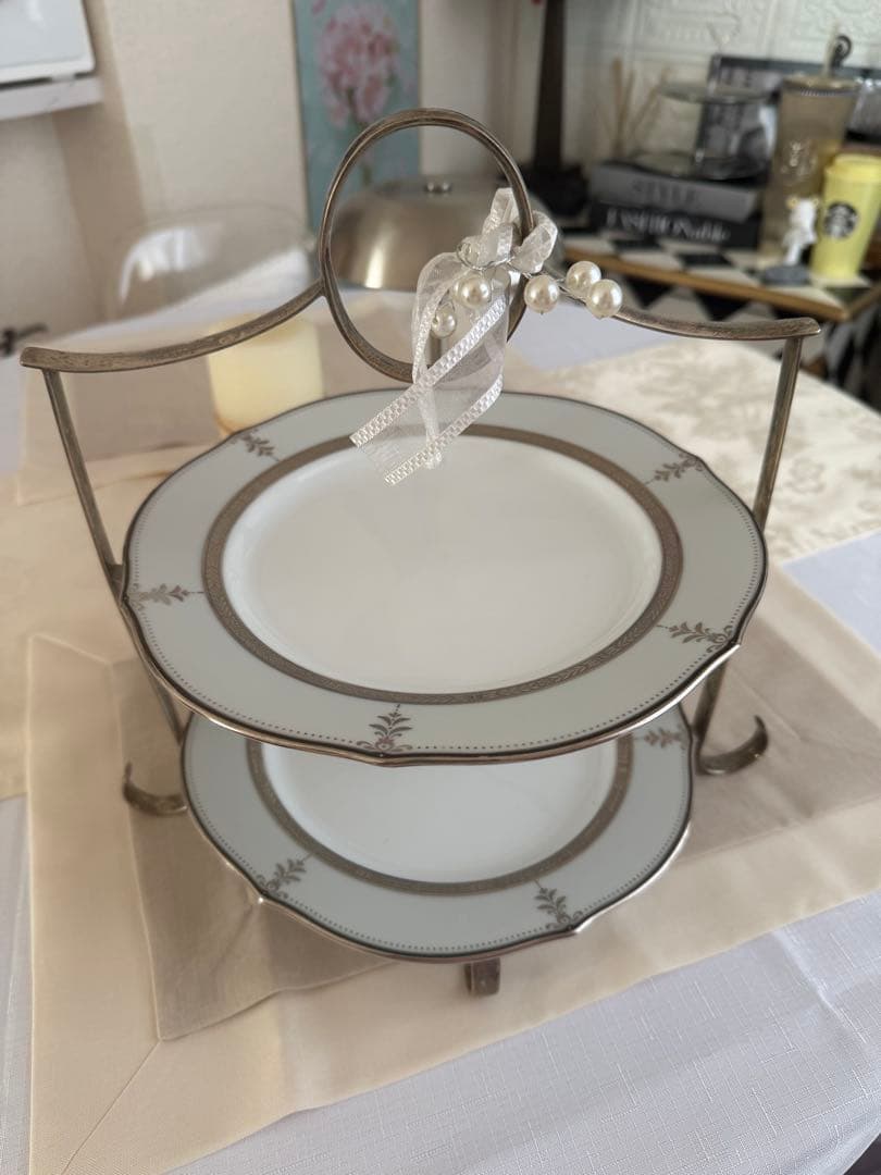 シルバー2段ケーキスタンド