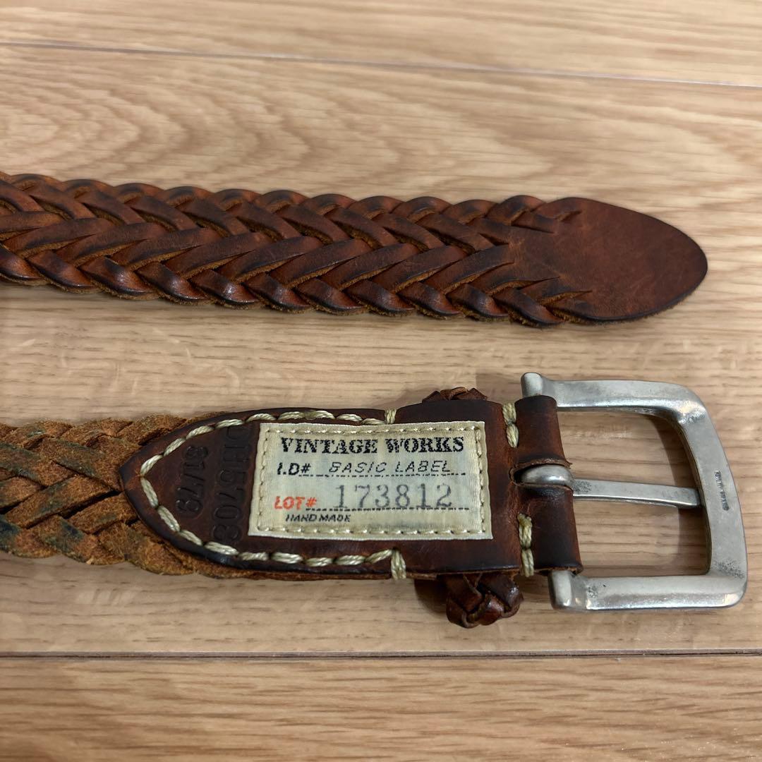 VINTAGE WORKS 編み込みレザーベルト