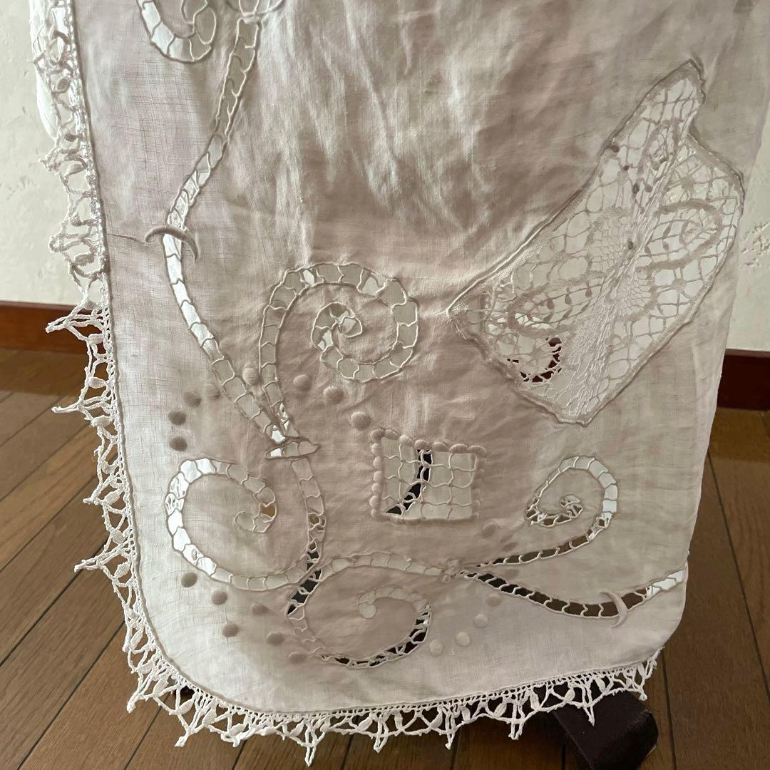 フランスアンティーク　リネン　エプロン