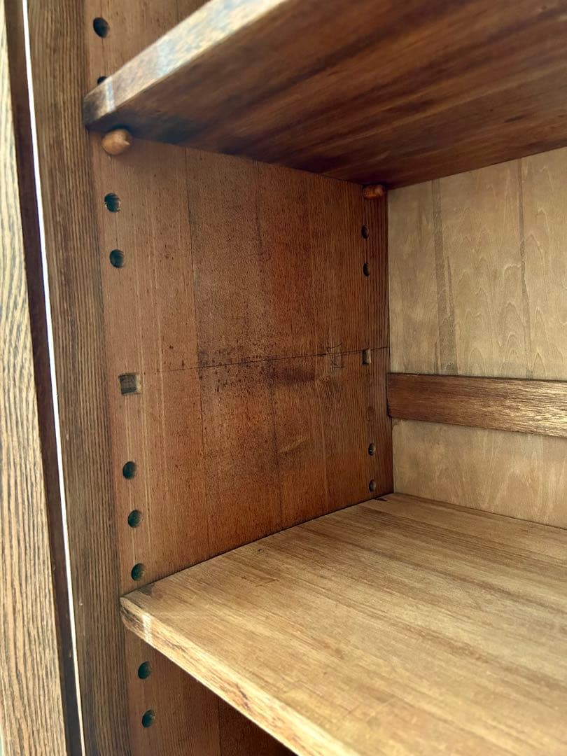 古家具・セン材　キャビネット ガラス扉付き収納棚　ガラスケース