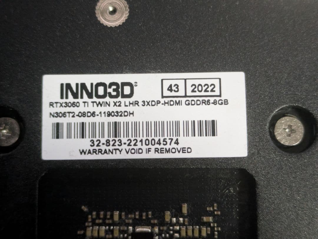 グラフィックボード・グラボ・ビデオカード INNO3D Geforce RTX3060Ti 8GB