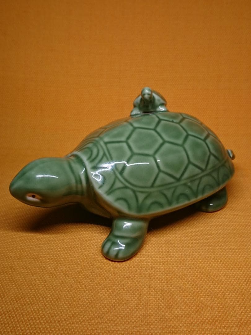 カメ　亀　亀の親子　陶器　オブジェ　置物　インテリア　工芸品　美術品　A1399