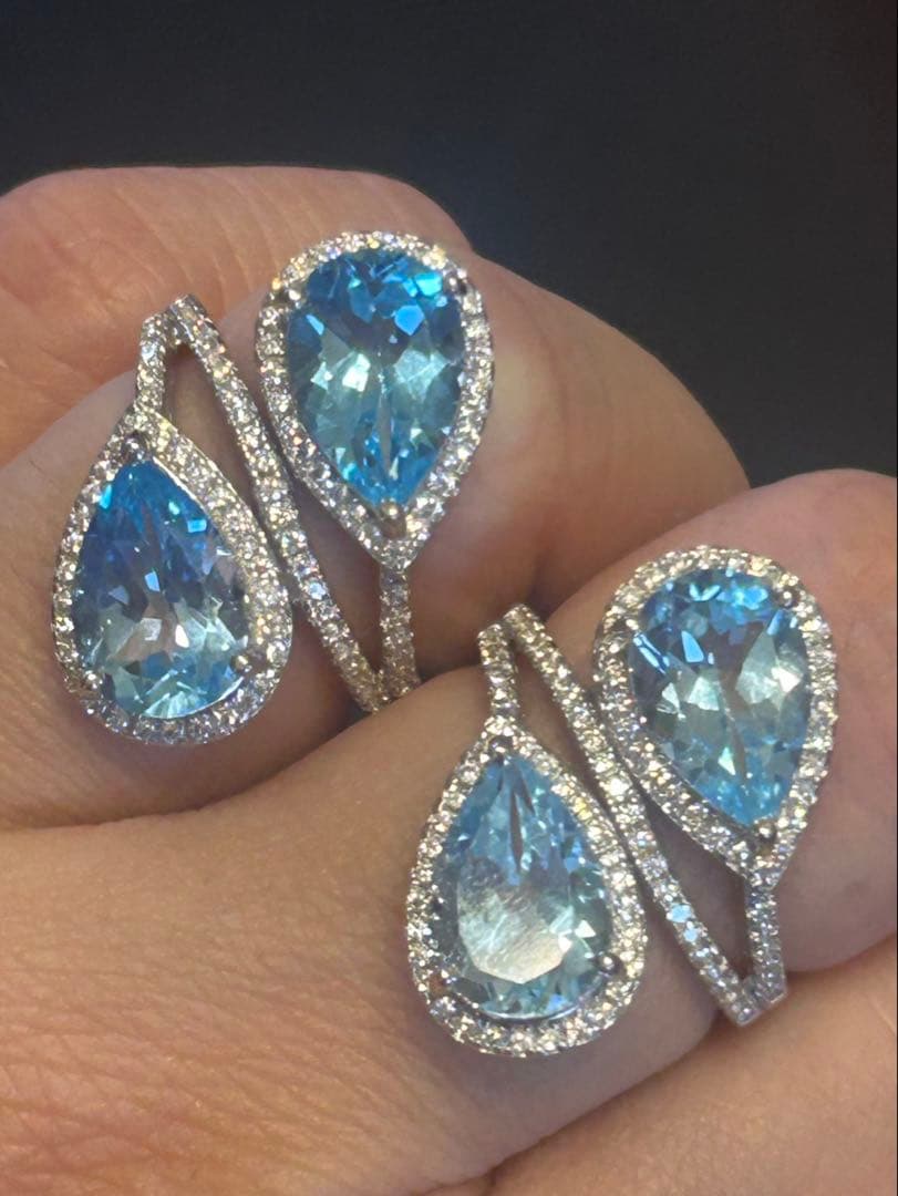 ハートちゃん❣️天然ブルートパーズデザインリング16 18号