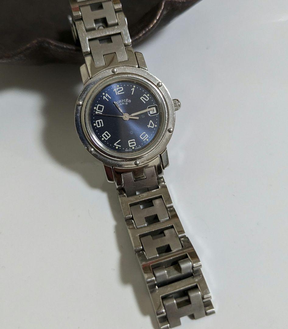 エルメス HERMES クリッパー ネイビー 腕時計