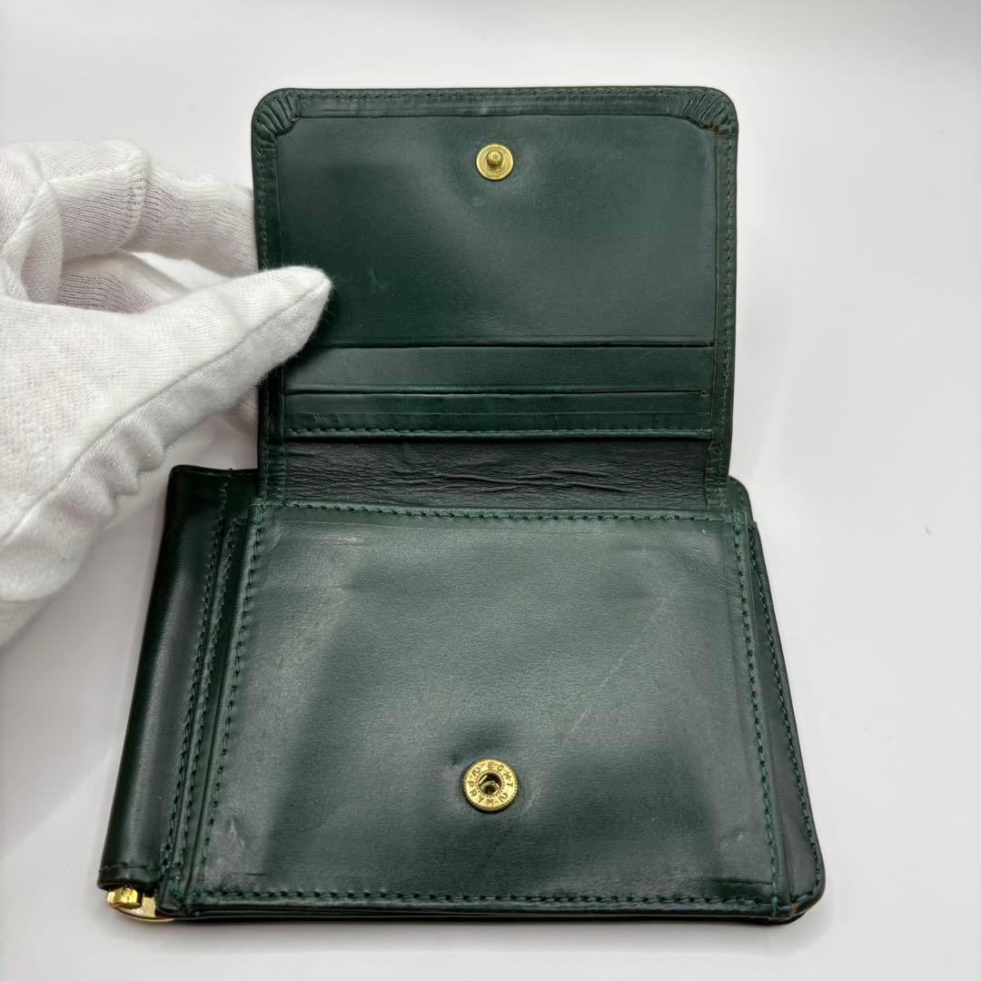 GLEN 二つ折り財布　マネークリップ　グリーン　レザー　財布　革