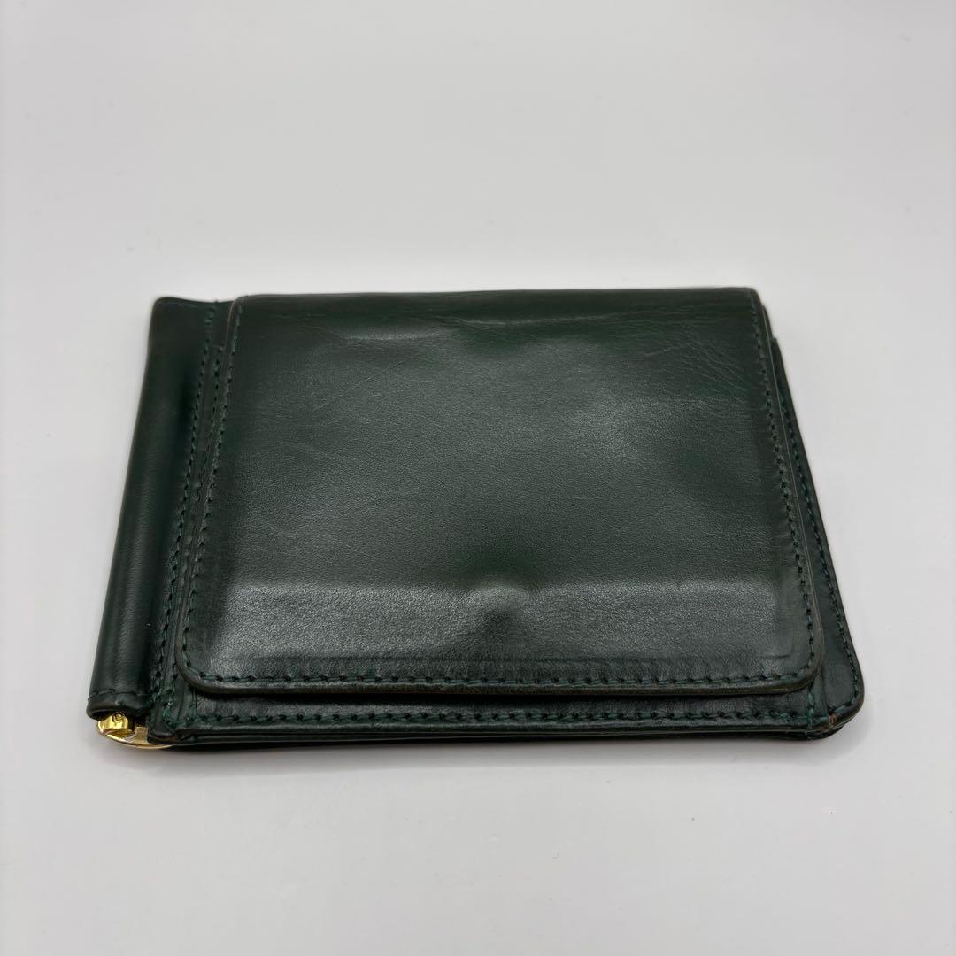 GLEN 二つ折り財布　マネークリップ　グリーン　レザー　財布　革