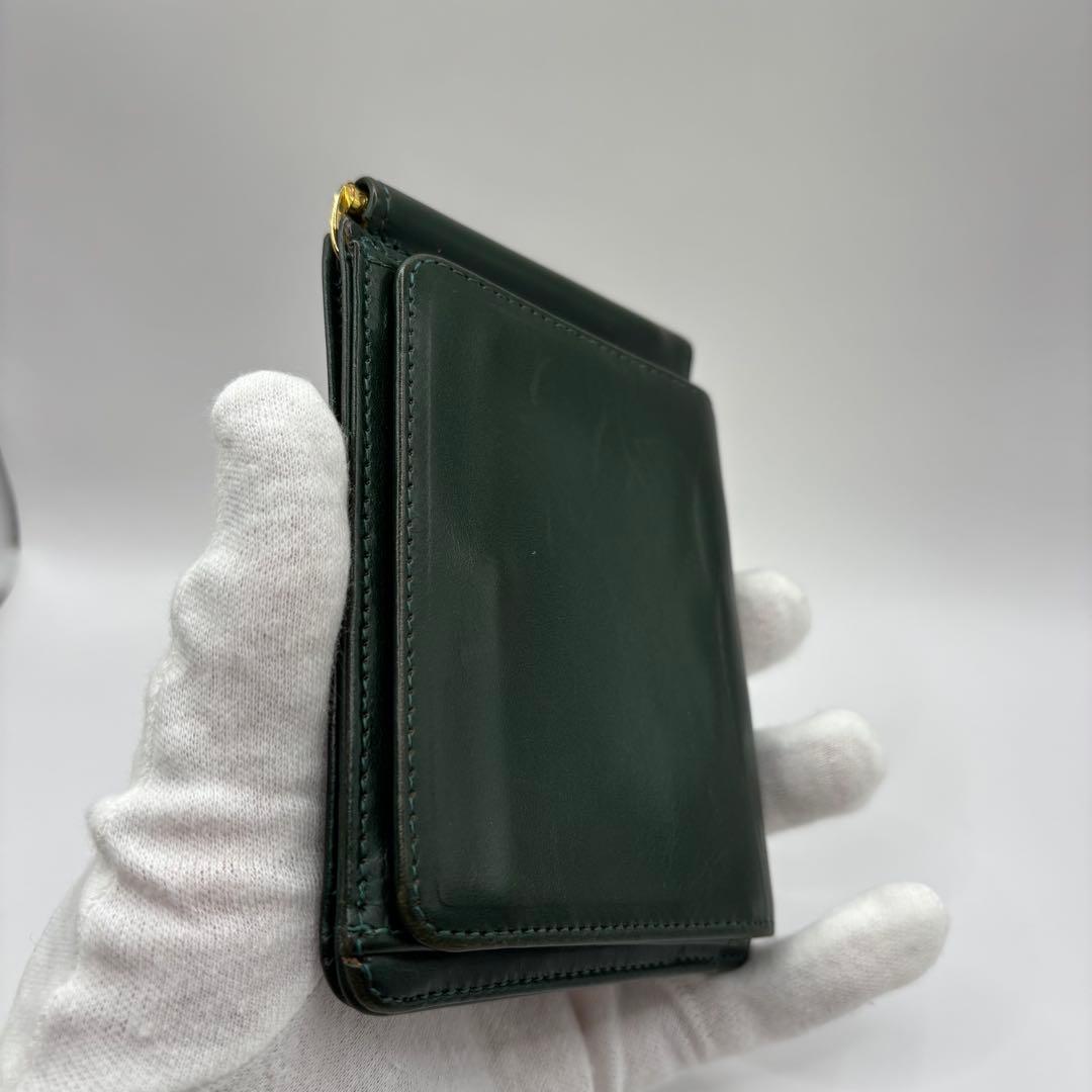 GLEN 二つ折り財布　マネークリップ　グリーン　レザー　財布　革