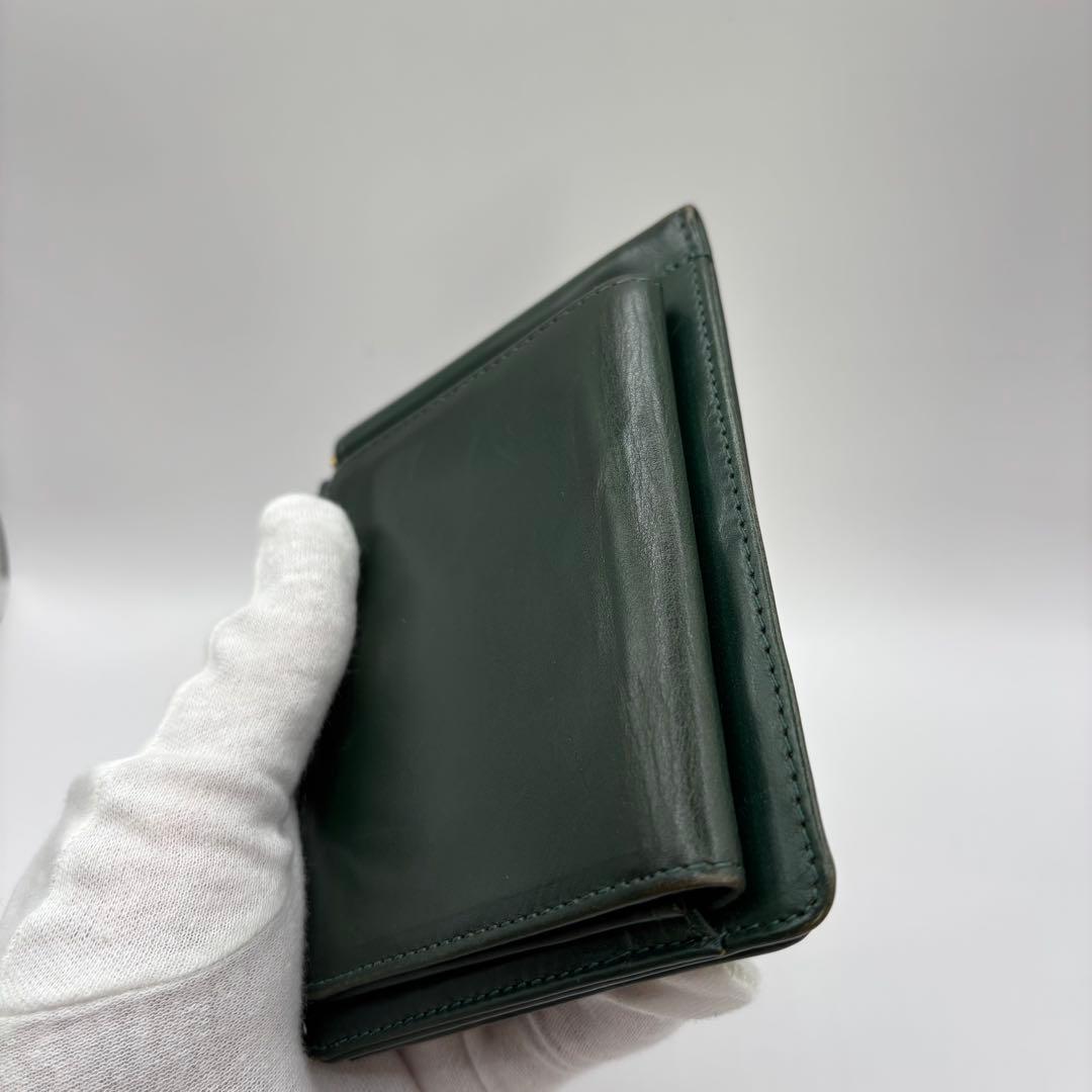GLEN 二つ折り財布　マネークリップ　グリーン　レザー　財布　革