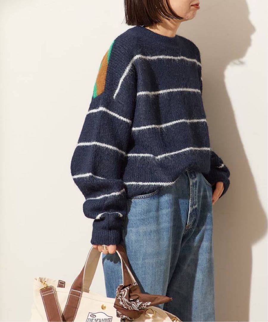 L'ESSAGE ウールシャギーMIXボーダープルオーバー