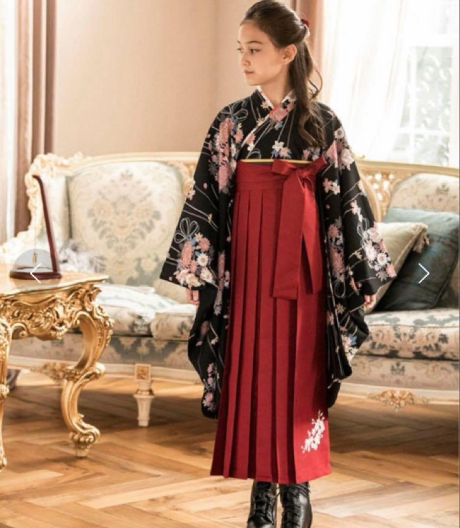 キャサリンコテージ　 黒　着物　えんじ袴　セット　桜　刺繍　和装　ハイカラさん