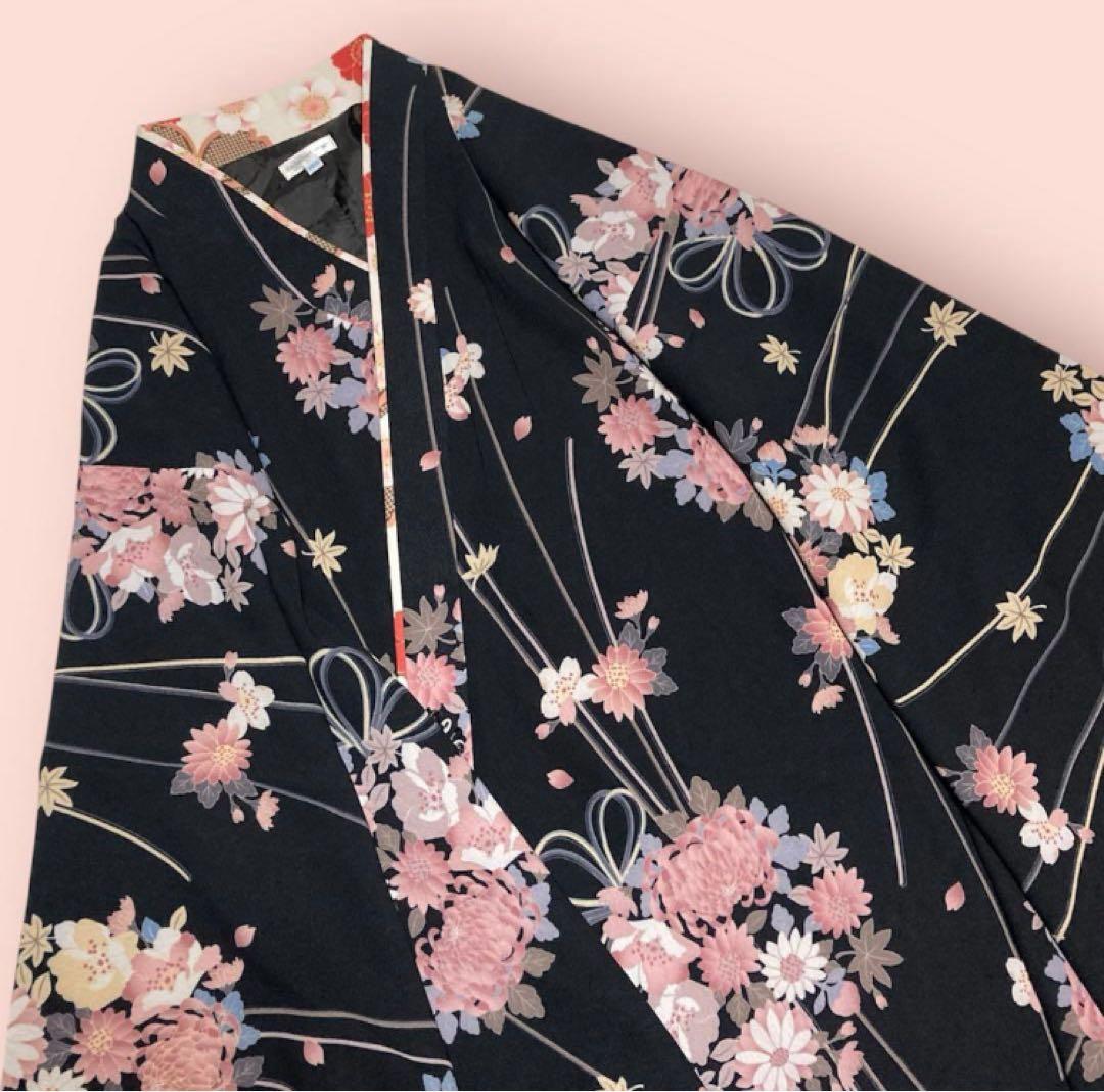 キャサリンコテージ　 黒　着物　えんじ袴　セット　桜　刺繍　和装　ハイカラさん