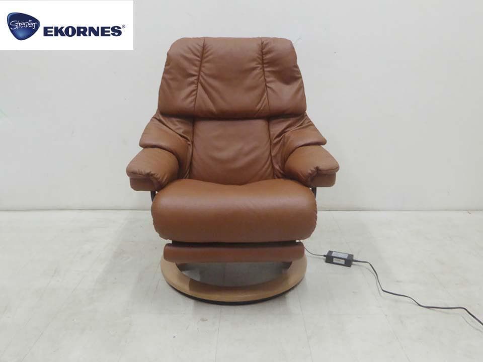 美品■EKORNES エコーネス■電動ストレスレスソファ レノ オットマン内臓
