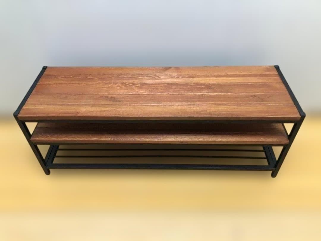 送料無料 ローボード テレビ台 木製天板 2段 棚付き ナチュラル251022