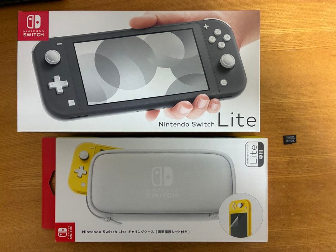 【美品】Nintendo Switch Liteグレー 、純正ケース、SDカード