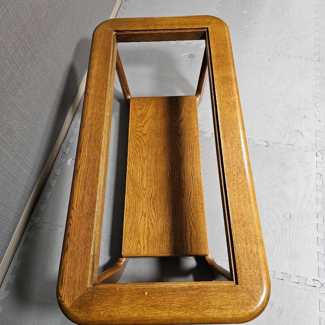 浜本工芸 アンティーク 天然木 ガラスセンターテーブル